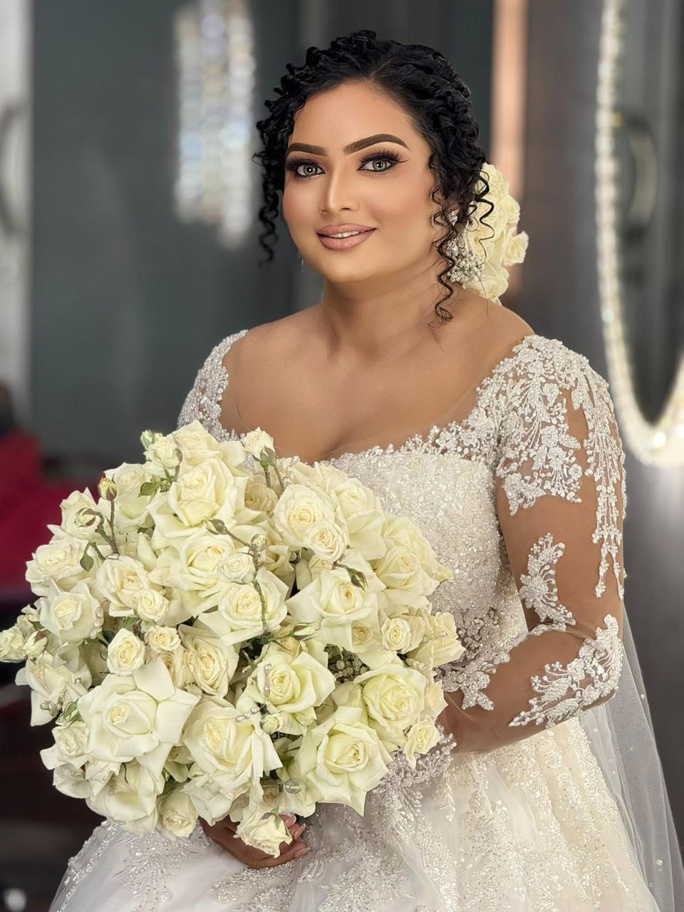 Couture All-White Rose Bridal Dome & Hair Florals - Izumi Blossom