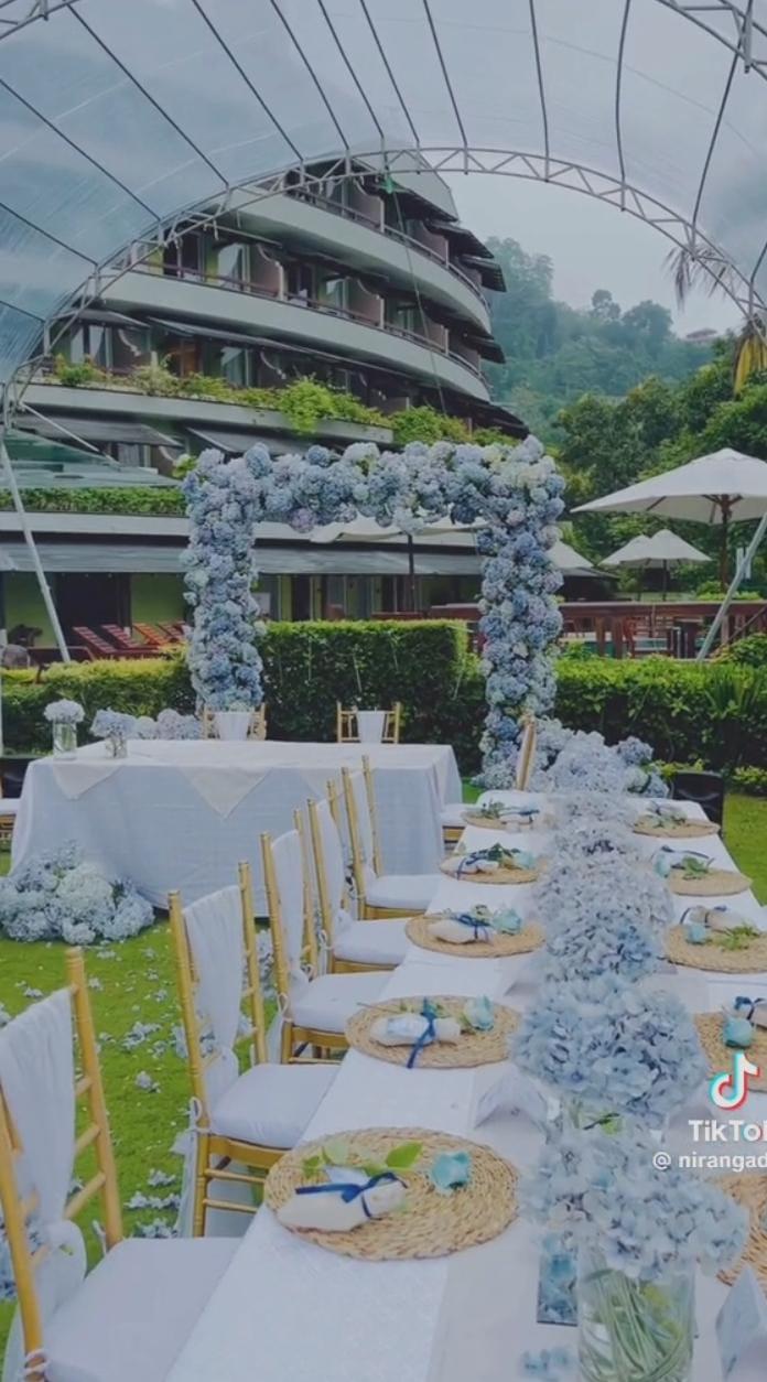 Powder Blue Hydrangea Garden Marquee & Tablescape - Izumi Blossom